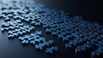 Fototapeta premium Abstract puzzle pieces forming a soundwave, connecting ideas in a structured podcast format