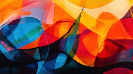 Vibrant abstract flowing forms of layered colors and dynamic compositions