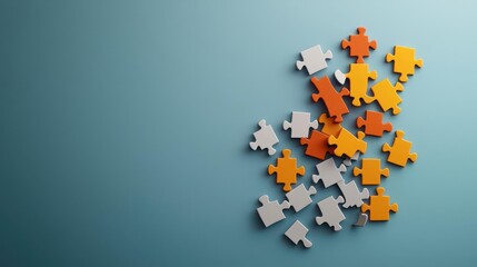 Abstract puzzle pieces forming a soundwave, connecting ideas in a structured podcast format