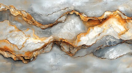 Fototapeta premium Abstract Stone Flowing Gold and Grey