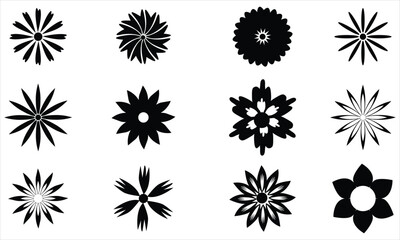 The flower icon set isolated on a white background