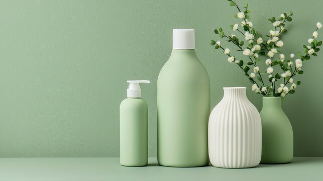 Eco-friendly cleaning service with green products home decor product showcase minimalist environment close-up view