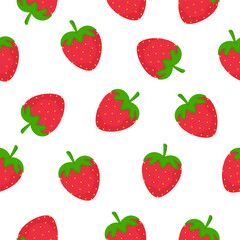 Seamless pattern with strawberries on a white background. Vector illustration.