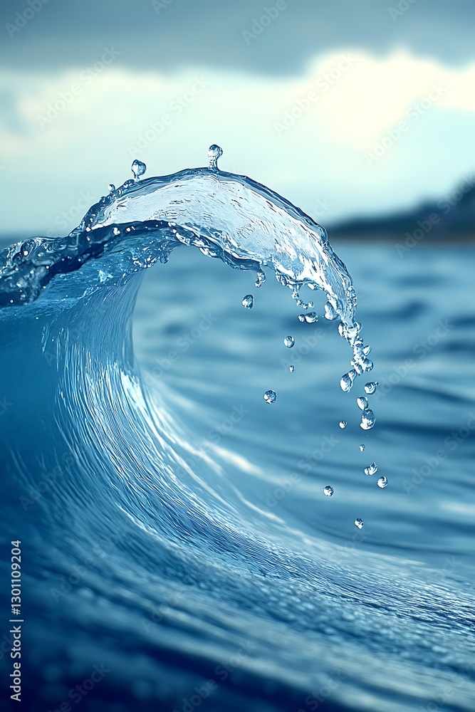 Poster captivating ocean wave cresting with spray and dynamic movement