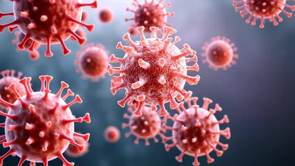 Coronavirus COVID-19 Outbreak 3D Flu Virus Banner with Microscopic View of Viral Particles and Blurred Background for Public Health Awareness and Medical Research Illustration 2023 - Powered by Adobe