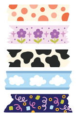 Cute washi tape with various motifs and cheerful colors