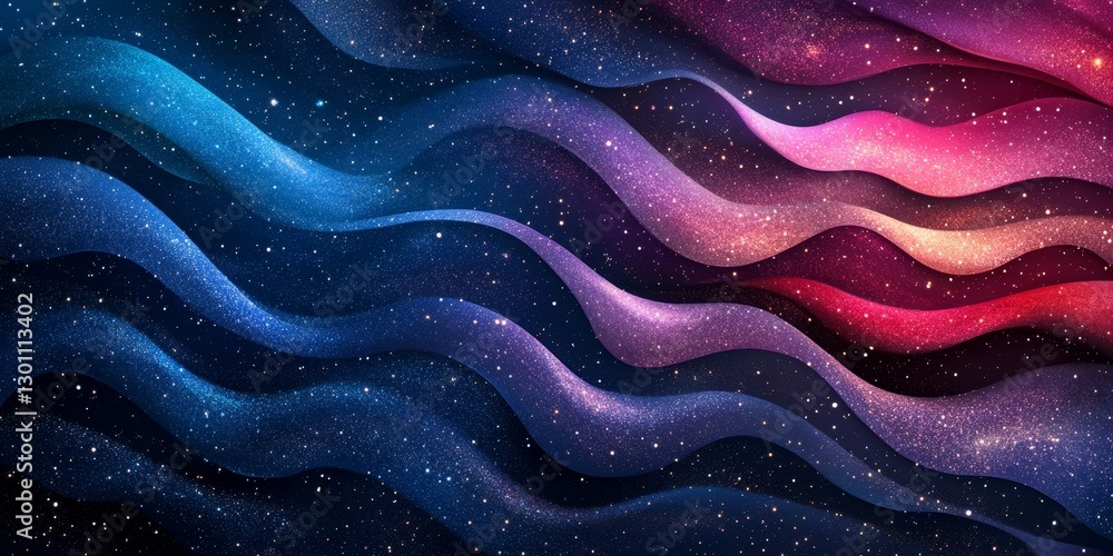 Poster an abstract design with wavy patterns in space-like colors.