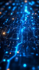 Blue Circuit Board Glow Abstract Technology