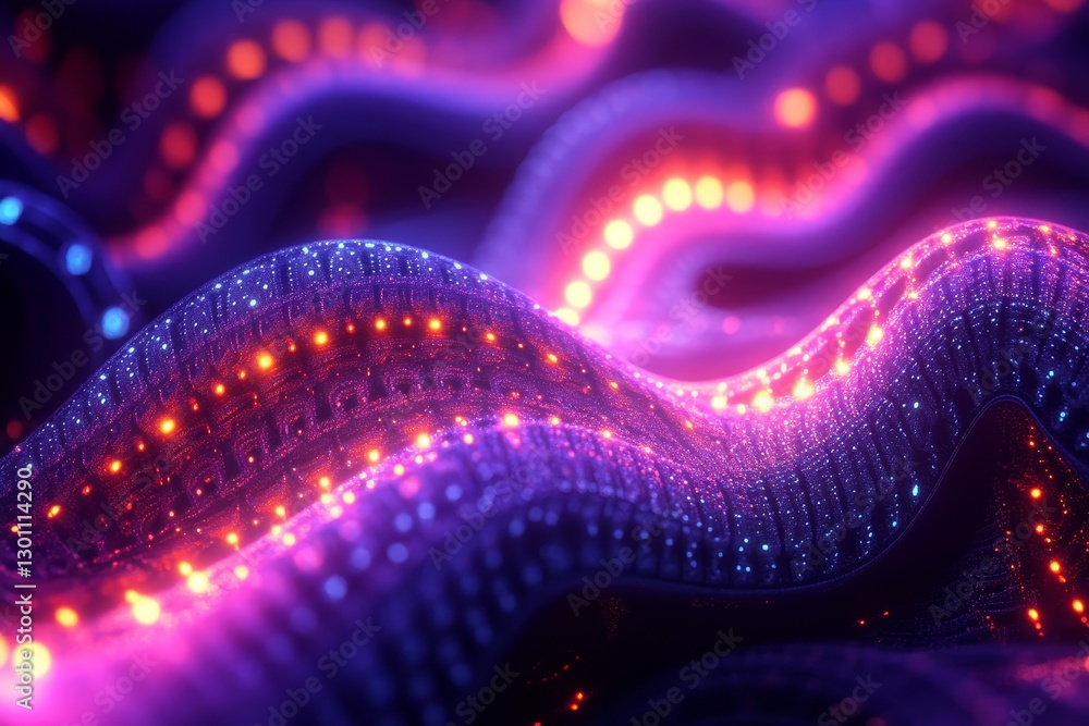Poster abstract glowing data lines with bokeh.