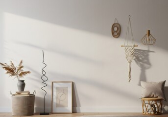 Neutral Boho Wall Decor with Macrame and Sunlight