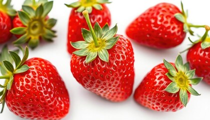A single, ripe, red strawberry, isolated on pure white, healthy, vitamin c