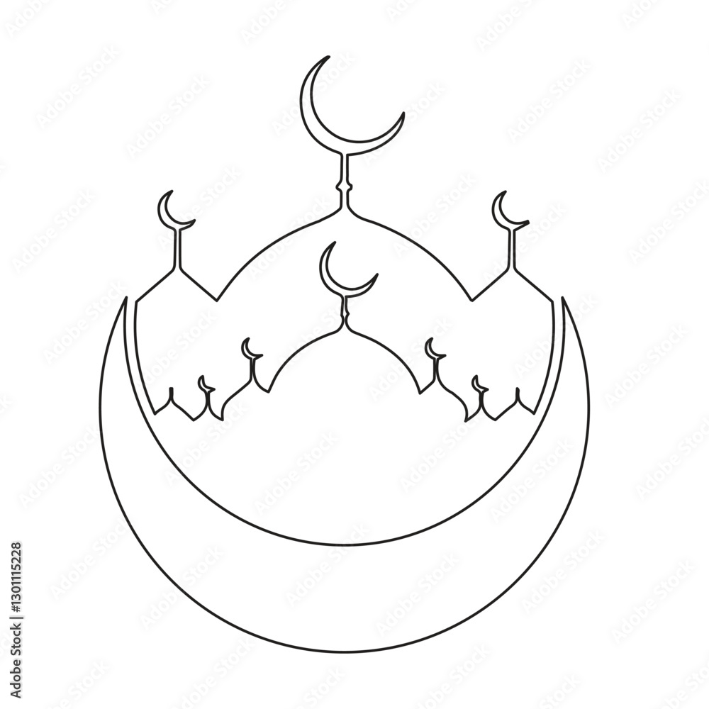 Fototapete ramadan icon. ramadan vector with moon and mosque. islamic and elegant simple impression. for greeti