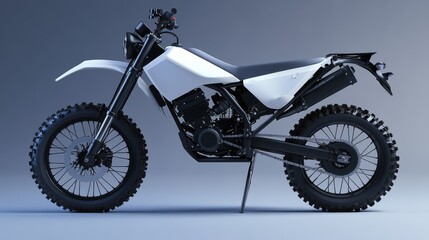 Obraz premium White and Black Dirt Bike Side View 3D Render