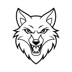 angry wolf head line art