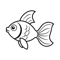 funny gold fish of a line art