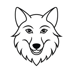funny wolf head of a line art
