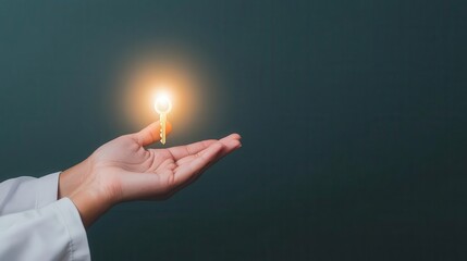 A therapist handing a glowing key to a patient, symbolizing unlocking inner peace and positivity through therapy