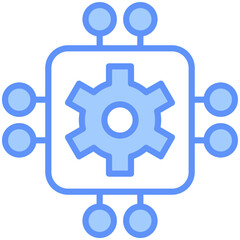 Cpu Outline Blue Color Icon