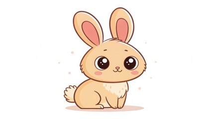 Fototapeta premium A simple and adorable bunny doodle drawn with soft, rounded lines, giving it a cute and playful appearance