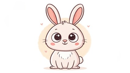 Fototapeta premium A simple and adorable bunny doodle drawn with soft, rounded lines, giving it a cute and playful appearance