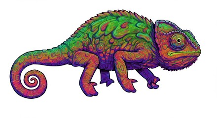 Fototapeta premium Surreal Chameleon with Swirling Patterns