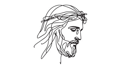 Continuous one single minimal line drawing jeus 