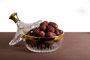 Dates dry fruits in glass pot 