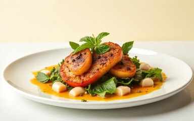 Delicious Roasted Root Vegetables with Herb Garnish on White Plate