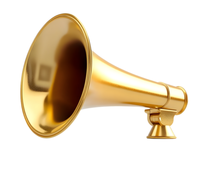 PNG Megaphone gold horn white background.