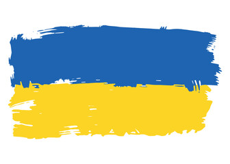 Obraz premium Hand drawn brush stroke flag of Ukraine. Creative national day hand painted brush illustration 