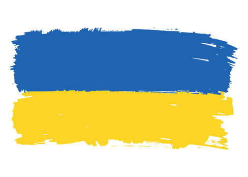 Ukraine colorful brush strokes painted flag