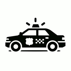 Obraz premium very simple flat and single minimalist Police Car Silhouette in black on a white background