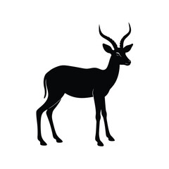Antelope Silhouette Vector Art | Minimalist Black Antelope Illustration Design