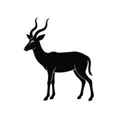 Antelope Silhouette Vector Art | Minimalist Black Antelope Illustration Design