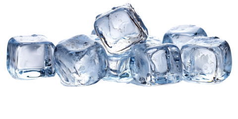 Pile of Ice Cubes Displaying Clear Frozen Texture on Black Background for Drinks and Refreshments