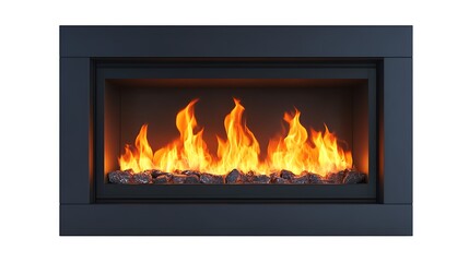 Elegant in-house fireplace asset on white background modern furniture item cozy living room environment