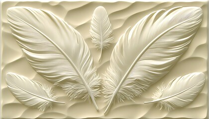 Feathers in Beige Abstract Relief