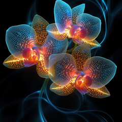 Fototapeta premium Luminous Orchids in a Dreamlike Glow