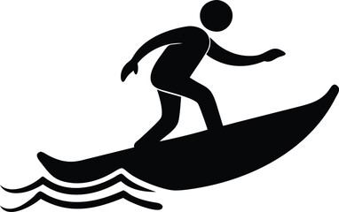 Surfer riding a wave, a bold black silhouette.