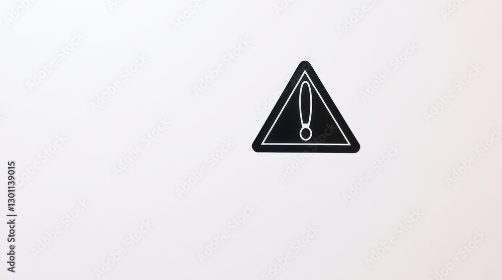 Poster a black warning symbol with a large exclamation mark in the shape of a triangle with a white backgro