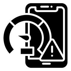 Phone Performance Issue Alert Glyph Icon in Performance Strength and Management Vector Design