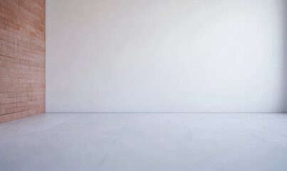 Fototapeta premium Spacious minimalist room with white walls and light wood accents for interior design inspiration