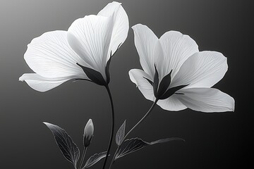 Monochrome floral duo, dark background