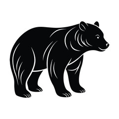Black Bear Silhouette Vector Art Illustration | Black Bear Minimalist Black Bear Design