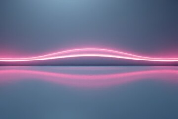 Smooth Ripple of Neon Light: Pulsing Over a Polished Gray Surface