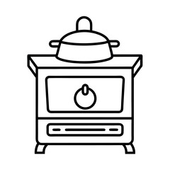 Unique Stove Line Art Vector for Kitchen Themes
