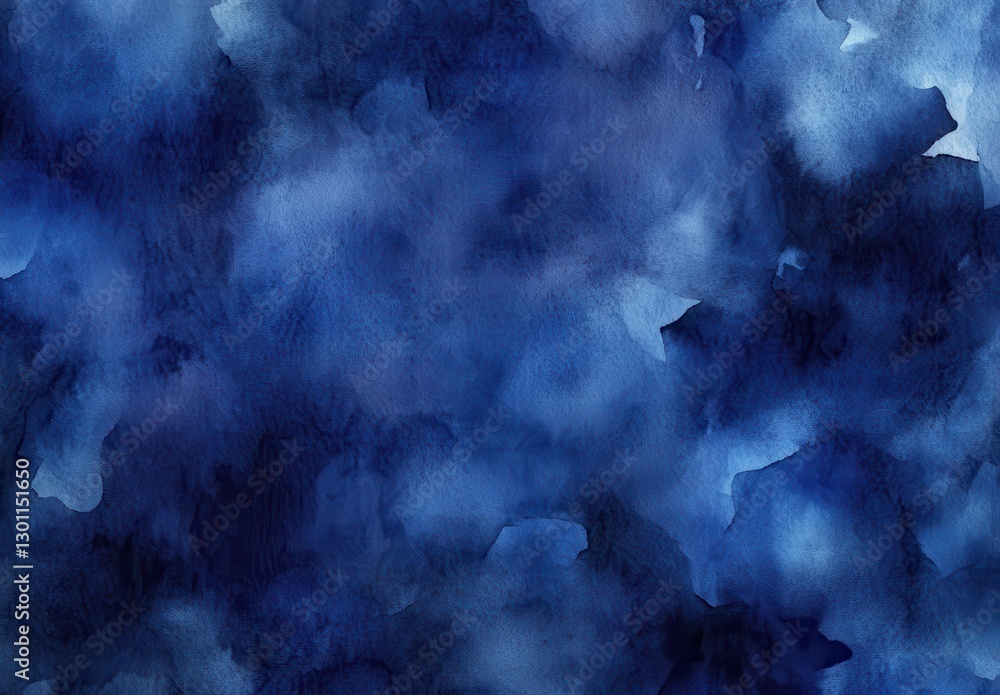 Poster abstract watercolor texture in deep blue hues with fluid shapes and soft gradients for artistic back