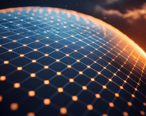 Fototapeta premium Geometric Earth with solar panel patterns, Environmental Activism, Artistic representation of renewable futures