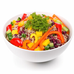 A bowl of fresh vegetable soup with meat and healthy ingredients