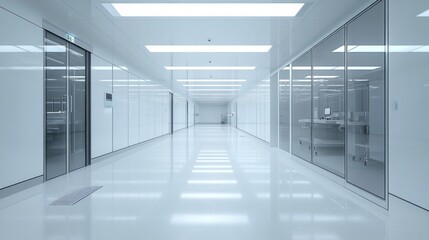 Modern cleanroom designed for semiconductor fabrication with cutting-edge wafer cleaning systems, ensuring a controlled and sterile environment for high precision work